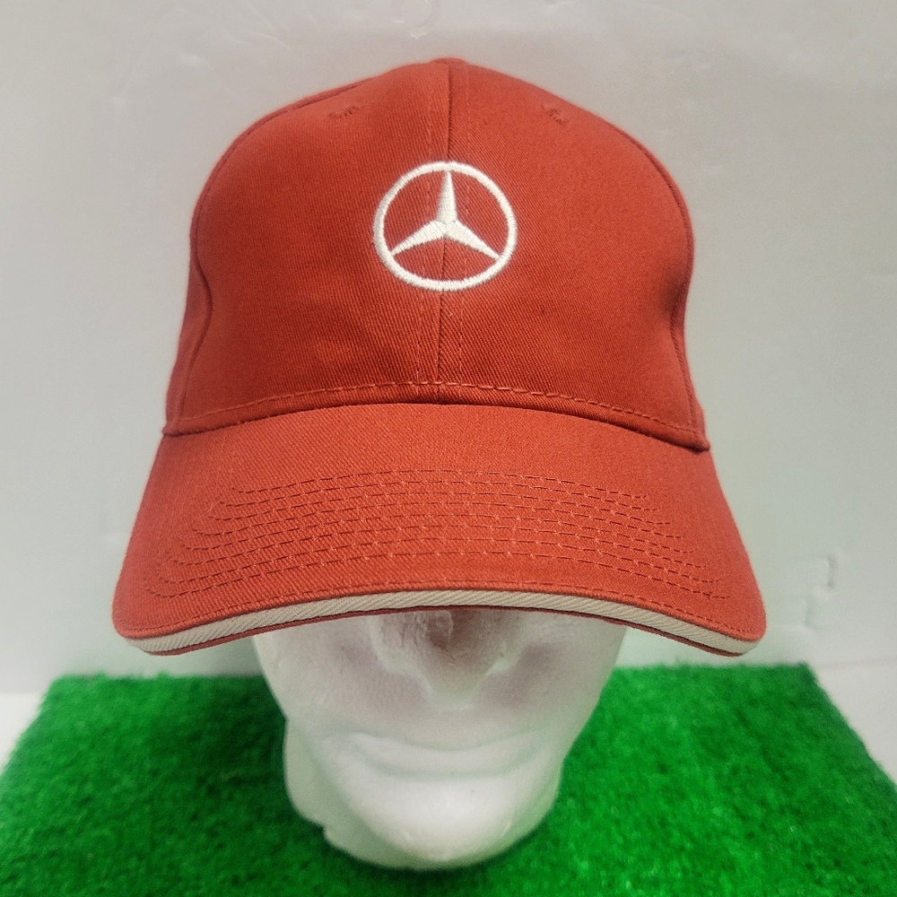 Mercedes Benz Hat Luxury Car Driver Cap Strapback Adjustable Orange White 2 Tone